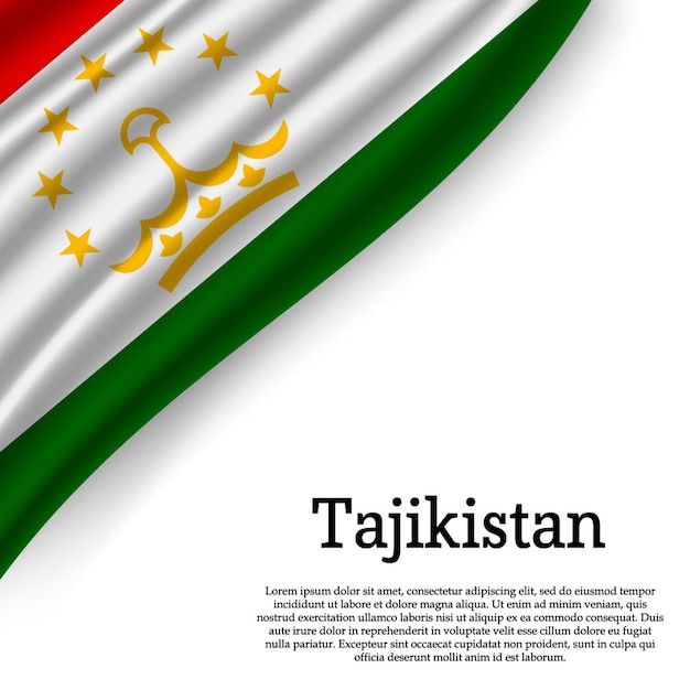 Wapperende vlag van tadzjikistan op wit