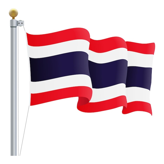 Wapperende vlag van Thailand geïsoleerd op een witte achtergrond vectorillustratie