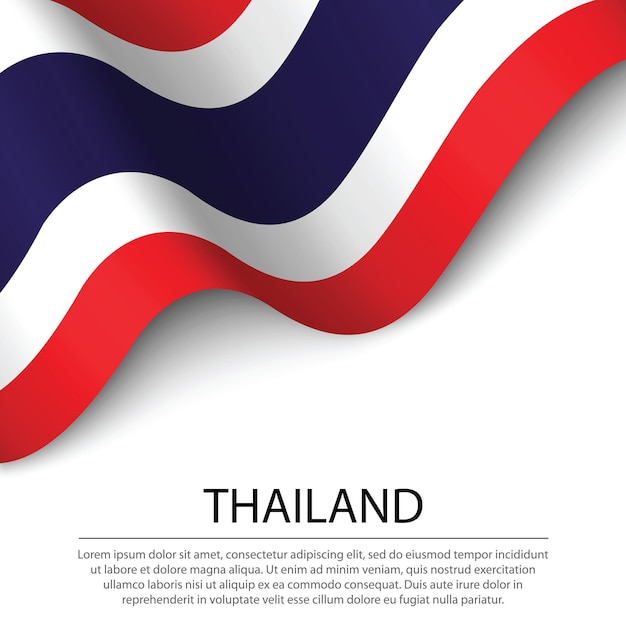 Wapperende vlag van Thailand op witte achtergrond. Banner of lint vector sjabloon voor onafhankelijkheidsdag