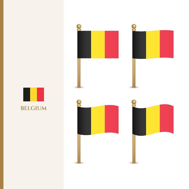 Vector wapperende vlaggen van belgië 3d vector illustratie vlag van belgië