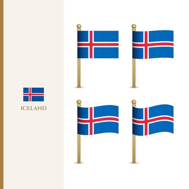 Wapperende vlaggen van ijsland 3d vector illustratie vlag van ijsland