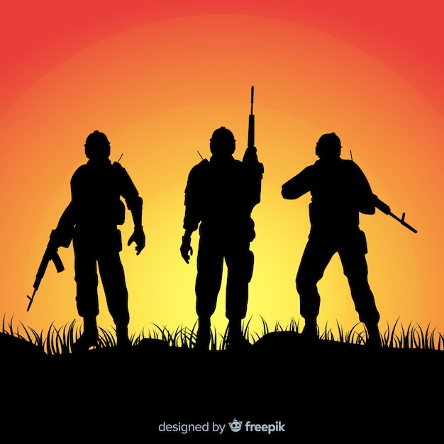 War background with silhouettes of soldiers