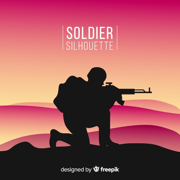 Vector war background with silhouettes of soldiers