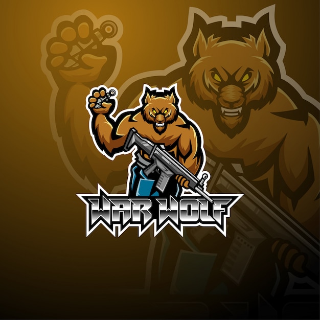 War wolf esport mascotte logo ontwerp