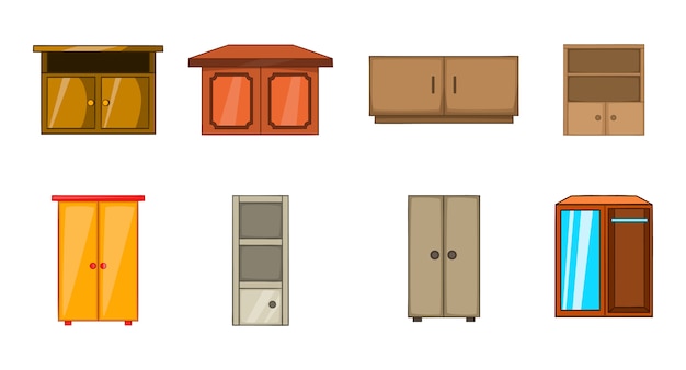 Vector wardrobe element set. cartoon set of wardrobe vector elements