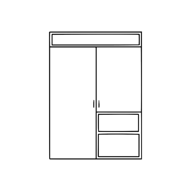 Wardrobe icon Big cupboard Black contour linear silhouette Front view Editable strokes Vector simple flat graphic illustration Isolated object on a white background