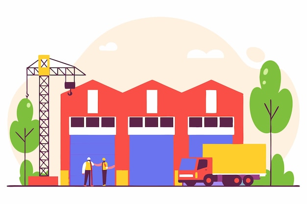 Warehouse buiten concept illustratie kunst op witte achtergrond