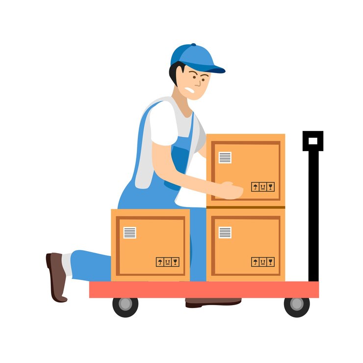 Vector warehouse employees industrial workers factory labor hand pallet illustration distribution w