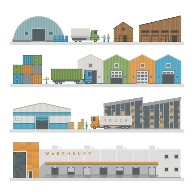 Vector warehouse logistic buildings