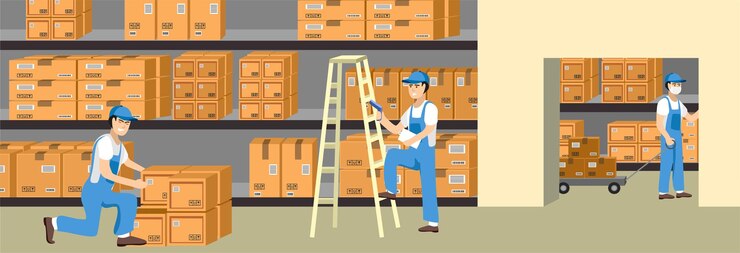 Vector warehouse operation vector illustration