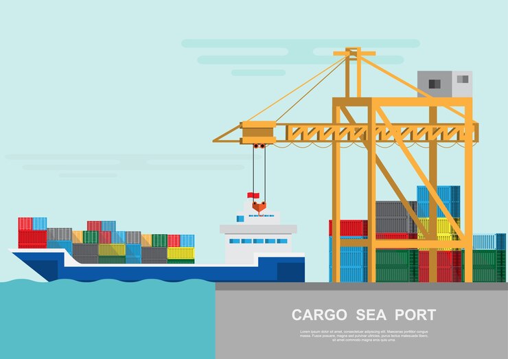 Vector warehouse and shipping port logistic