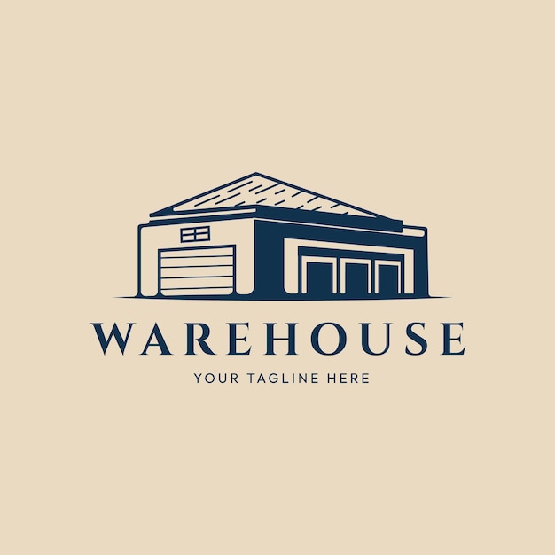 Vector warehouse vintage logo icon and symbol vector illustration design