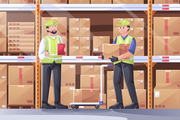 Vector warehouse worker illustration