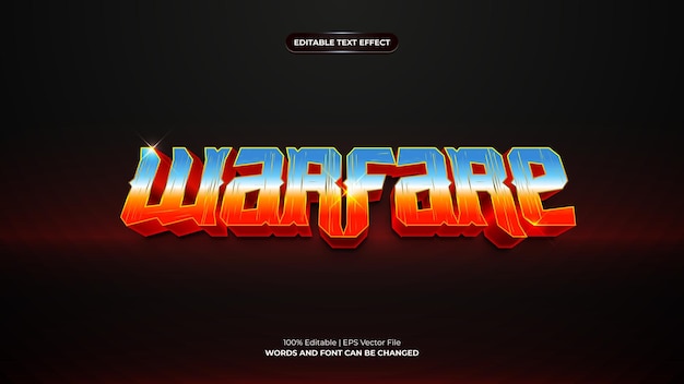 Vector warfare text effect that is in a dark and bright colors