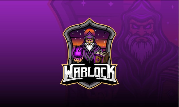 Vettore warlock logo gaming
