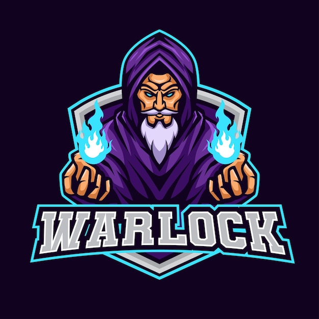 Warlock Mascot Cartoon  Logo Illustration