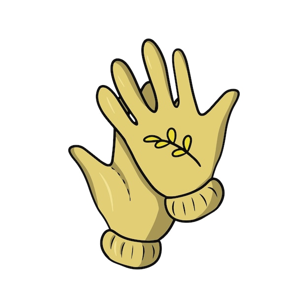 Warm autumn knitted yellow gloves vector cartoon