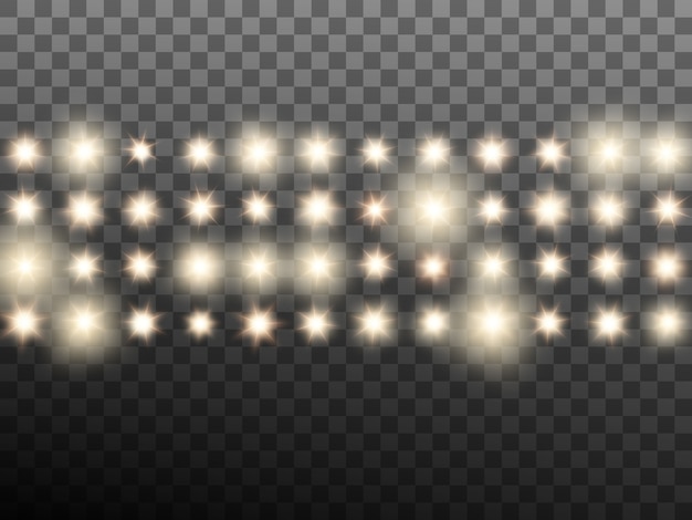 Vector warm beige stage or stadium spotlights. transparent background only in