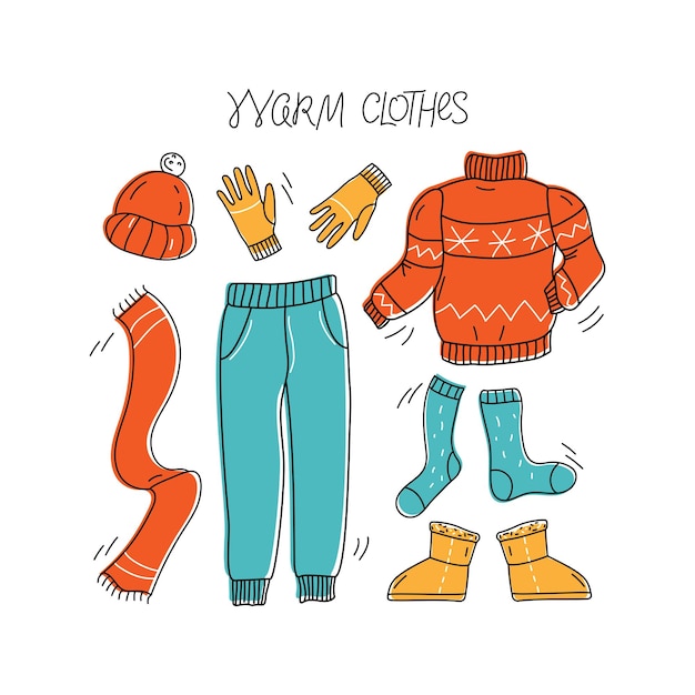 Vector warm clothes set