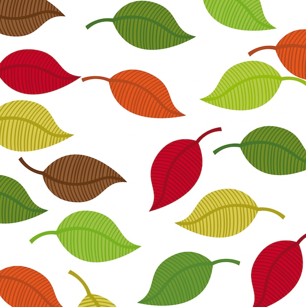 Warm colors leaves autumn vector background illustration