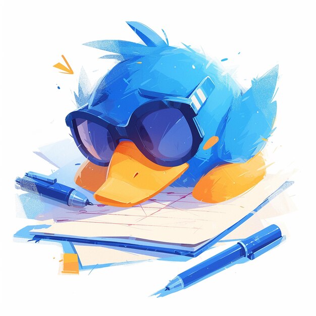 Vector a warm duck writer cartoon style