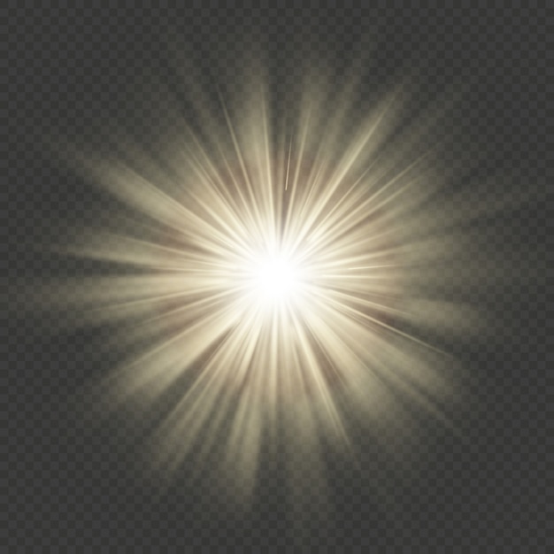 Vector warm glow star burst flare explosion transparent light effect.