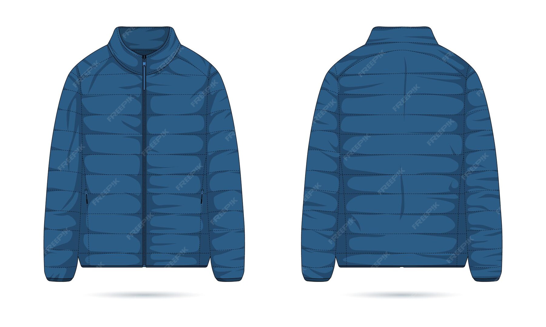 Premium Vector Warm jacket mockup puffer jacket template front and Premium Vector Warm jacket mockup puffer jacket template front and