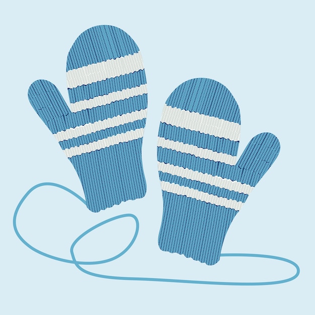 warm knitted mittens for winter with elastic