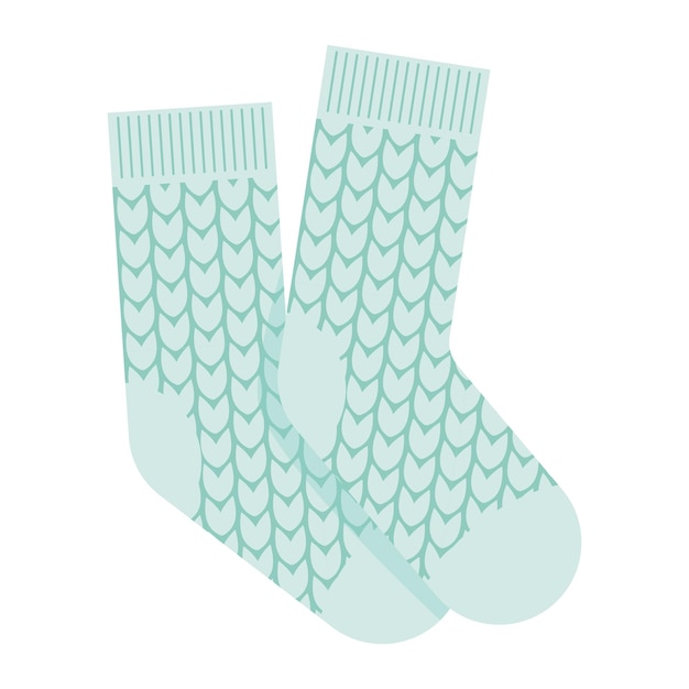 Vector warm knitted pair of blue socks