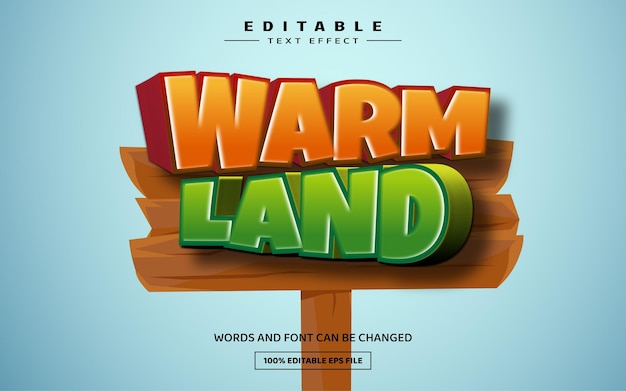 Warm land 3D bewerkbare teksteffectsjabloon