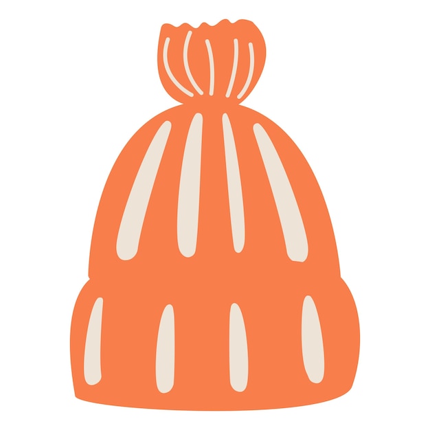 Warm oranje herfstmuts met een pompon vectorillustratie