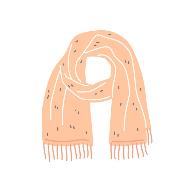 Warm pink knitted scarf. seasonal autumn or winter clothes. vector flat illustration