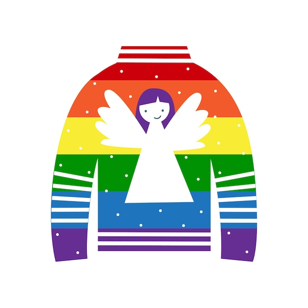 ゲイ lgbt 人クィア クリスマスと新年の概念のための暖かい虹プライド セーター