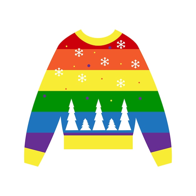Warm rainbow pride sweater for gay lgbt person Queer christmas and new year concept