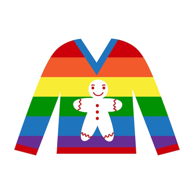 Warm rainbow pride sweater for gay lgbt person Queer christmas and new year concept