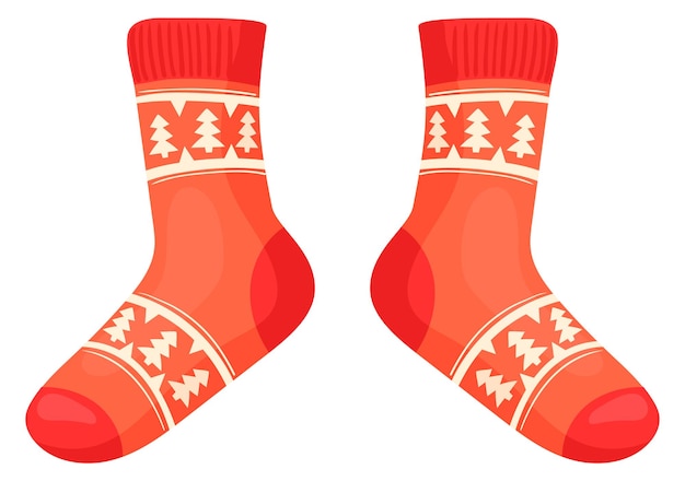 Warm red socks Cartoon woolen knitwear icon