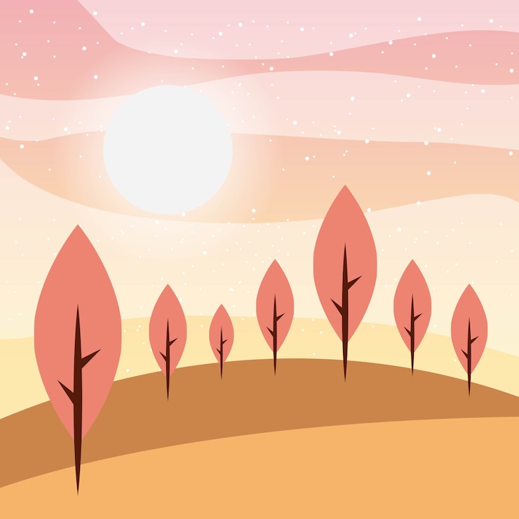 Vector warm relaxing landscape