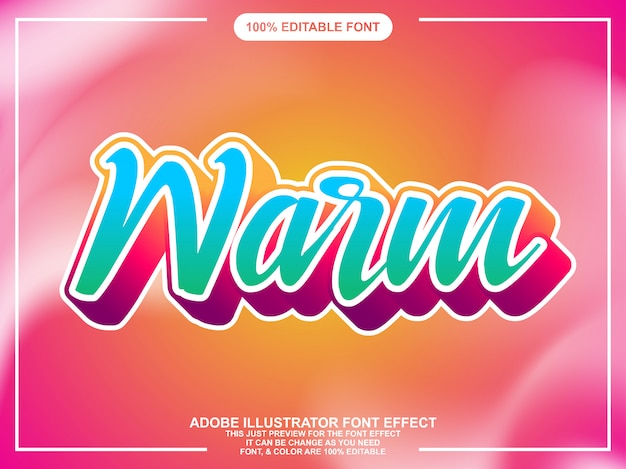 Warm script editable text font effect