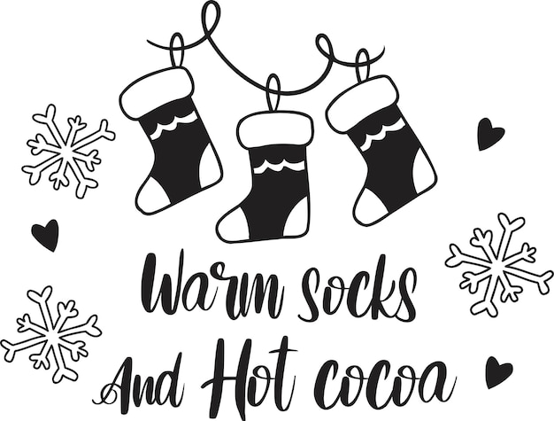 Теплые носки и горячее какао с надписью и цитатой