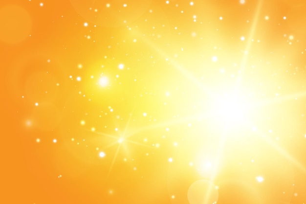 ベクトル 黄色の背景の太陽光線に暖かい太陽