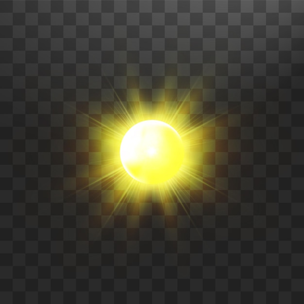 Warm sun on a transparent background summer glare solar rays