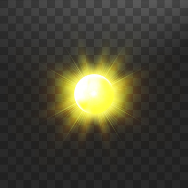 Warm sun on a transparent background summer glare solar rays