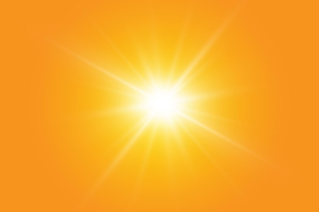 Warm sun on a yellow background. Leto.bliki solar rays.range yellow background.