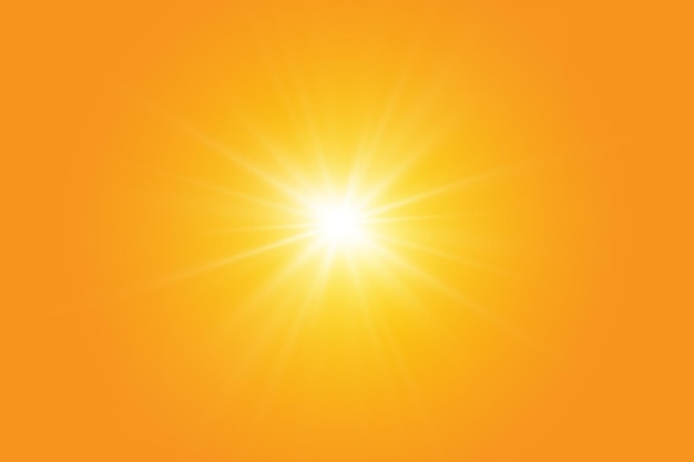 Warm sun on a yellow background. Leto.bliki solar rays.range yellow background.