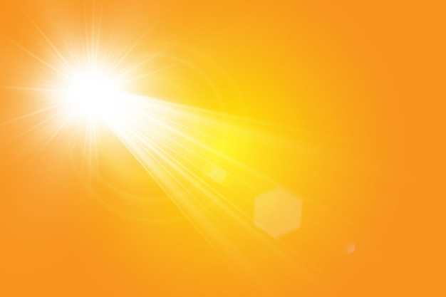 Warm sun on a yellow background. Leto.bliki solar rays.range yellow background