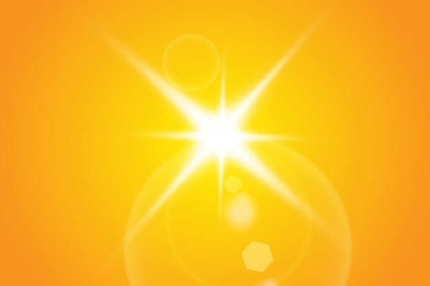 Warm sun on a yellow background. Leto.bliki solar rays