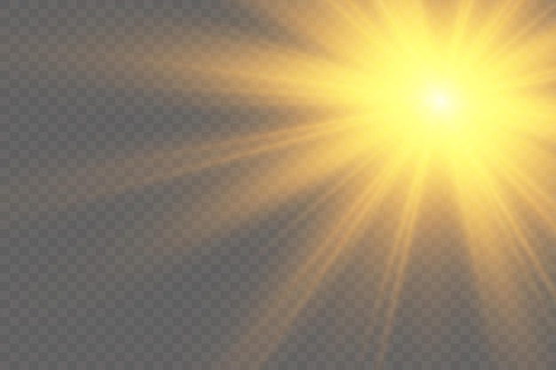 Теплое солнце на желтом фоне Летоблики солнечных лучей