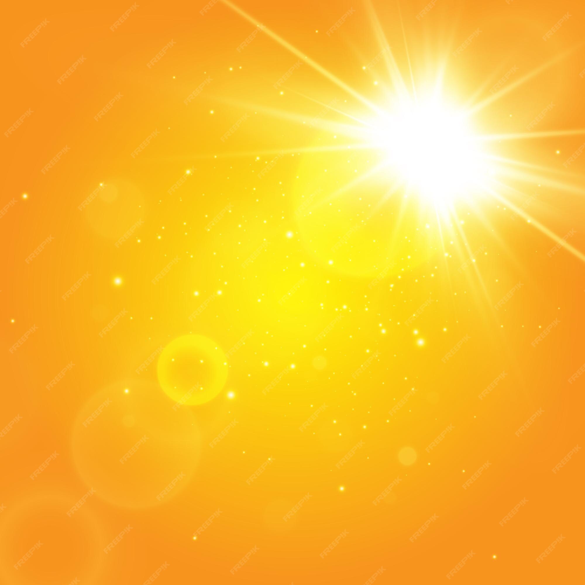 Premium Vector | Warm sun on a yellow background solar rays