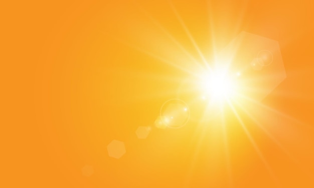 Vector warm sun on yellow background