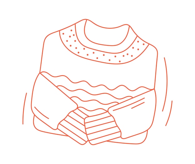 따뜻한 스웨터 평면 아이콘 겨울 엽서 요소